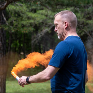 PA instructor using a flare.